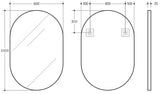 Poseidon Oval Framed Mirror 900/1000mm - Matte Black
