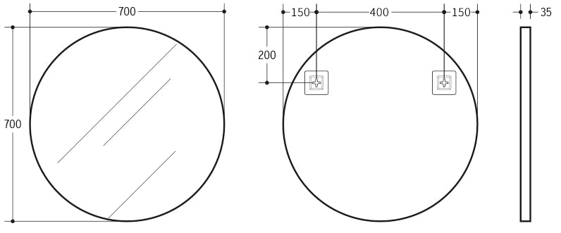 Poseidon Round Framed Mirror 600/700/800mm - Matte Black