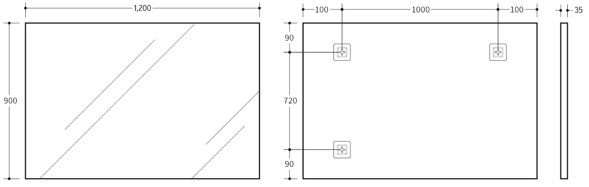 Poseidon Rectangle Framed Mirror 600/750/900/1200mm - Matte Black