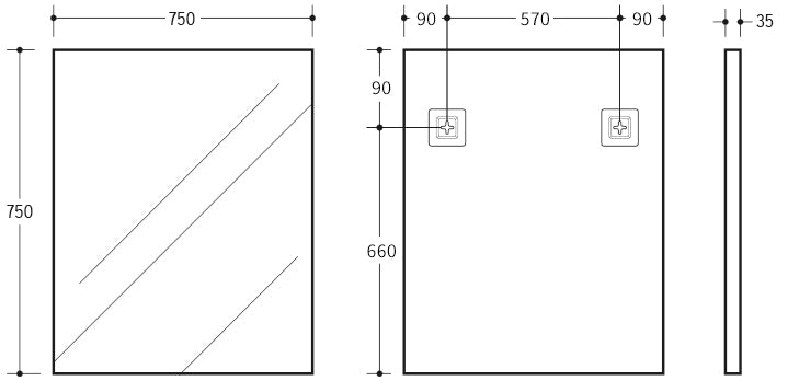 Poseidon Rectangle Framed Mirror 600/750/900/1200mm - Matte Black
