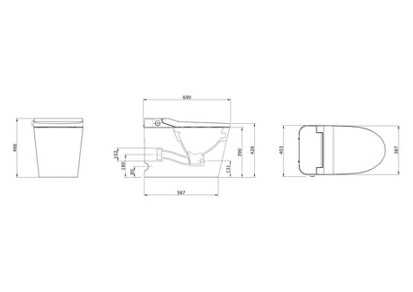 Kyoto Intelligent Wall Faced Floor Toilet (Porcelain White)