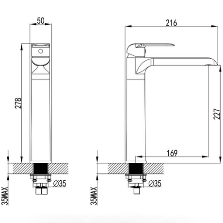 Kara Straight Spout Tall Basin Mixer