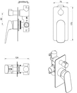 Kaza Shower Mixer Diverter – 1P – TRIM KIT ONLY
