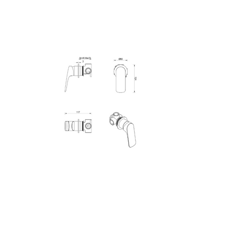Kaza Shower Mixer – Round Plate – TRIM KIT ONLY