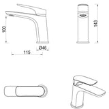 Kaza Straight Spout Basin Mixer