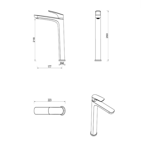 Kaza Straight Spout Tall Basin Mixer