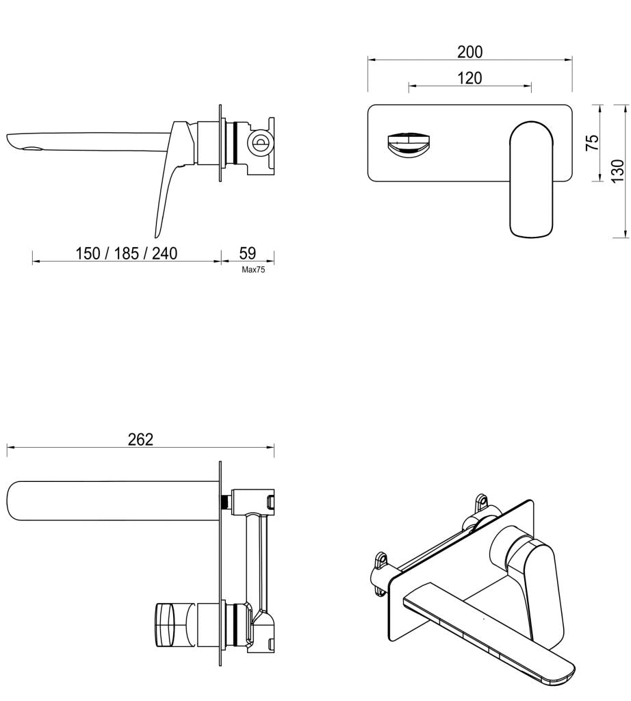 Kaza Wall-Spout Combo - 1P - TRIM KIT