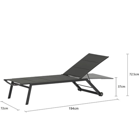 Kent Outdoor Aluminium Sun Lounger in Charcoal/White