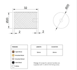 Knurled Cabinet Knob - Helena-Drawing