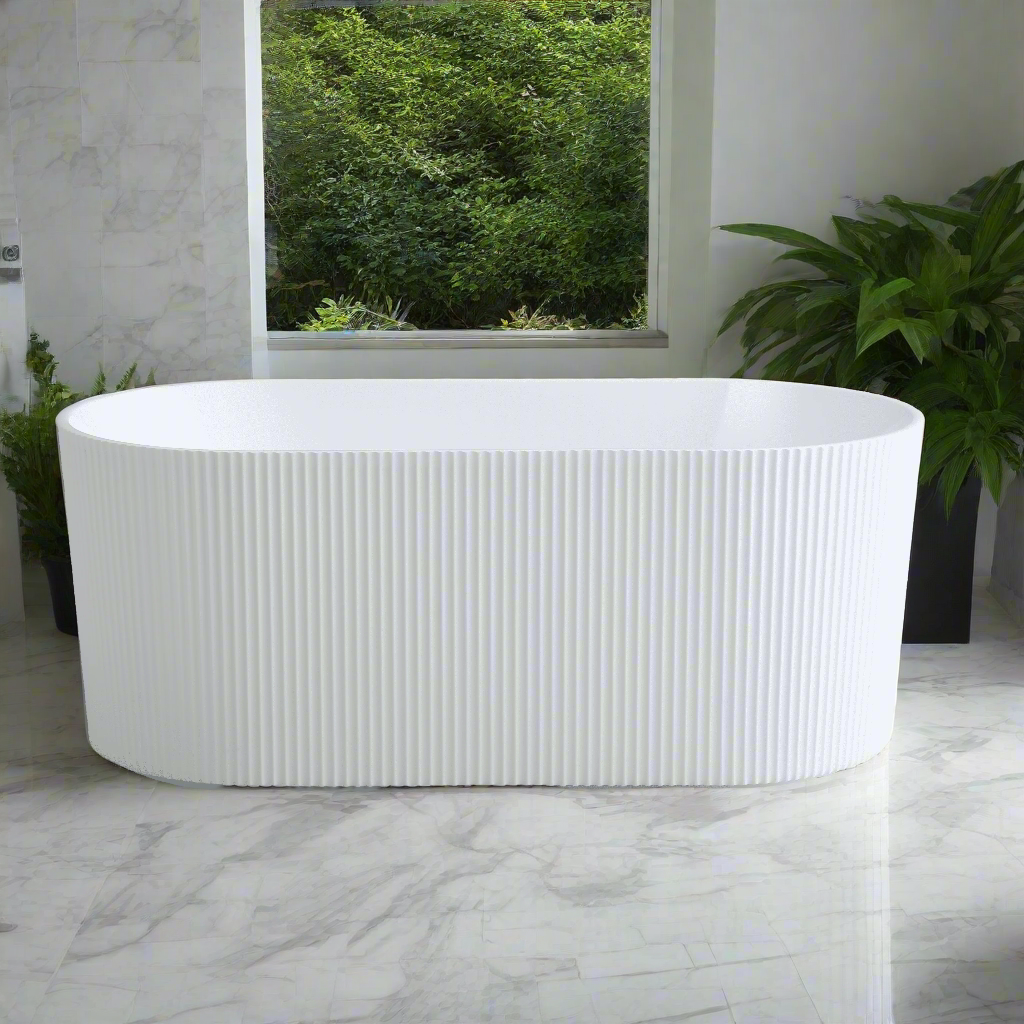 Ally Groove Freestanding Bathtub with Non-Overflow (Gloss White/Matte White) (1500/1700mm)