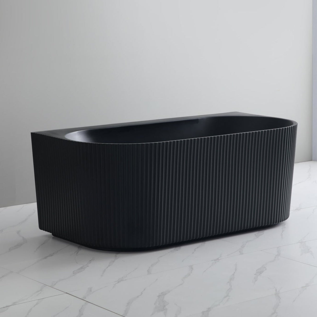 Bari Back to Wall Oval Bathtub with Non-Overflow (Matte Black) (1500/1700mm)