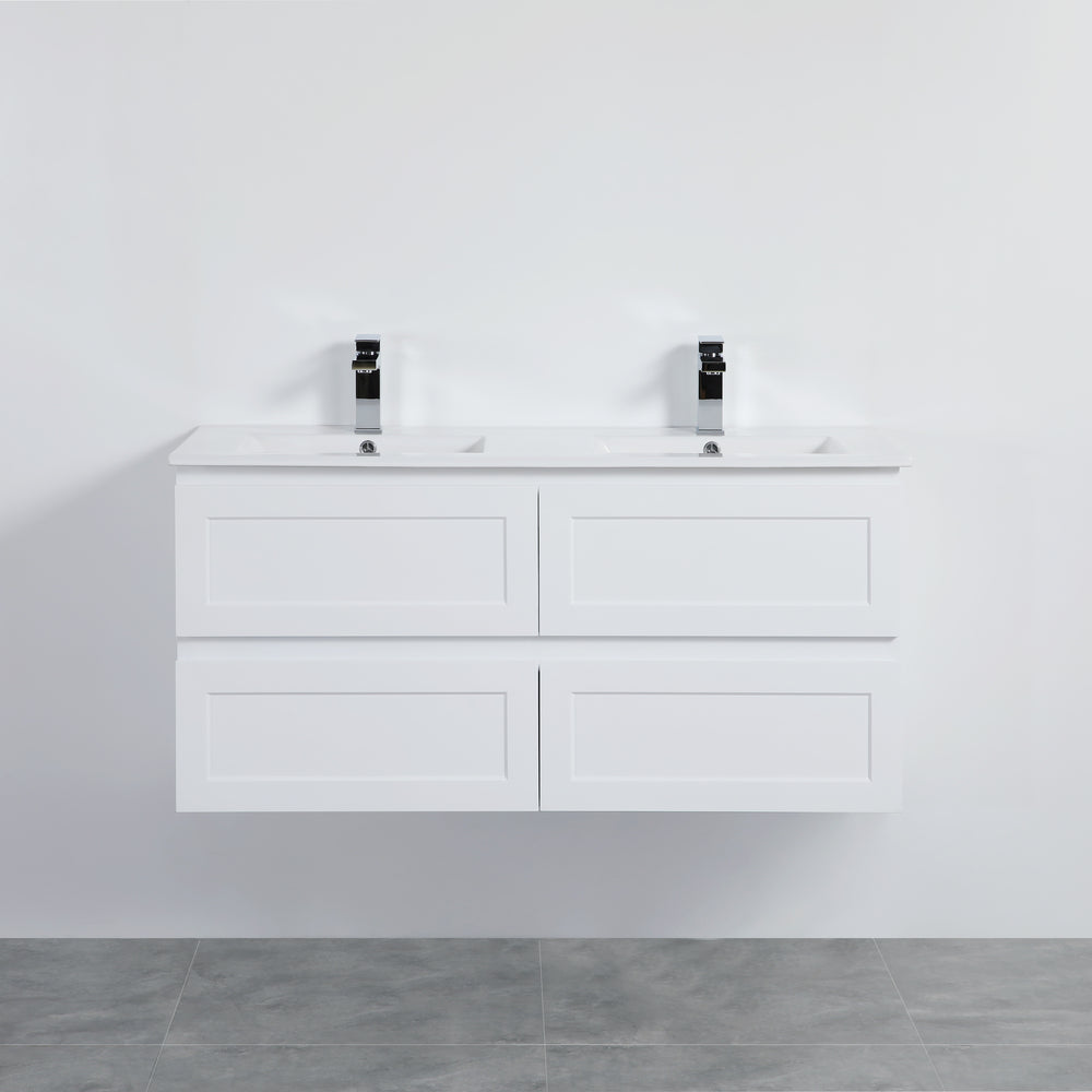 Fremantle PVC Wall Hung Cabinet Vanity 1200mm (Matte White) (Single/Double Bowl)