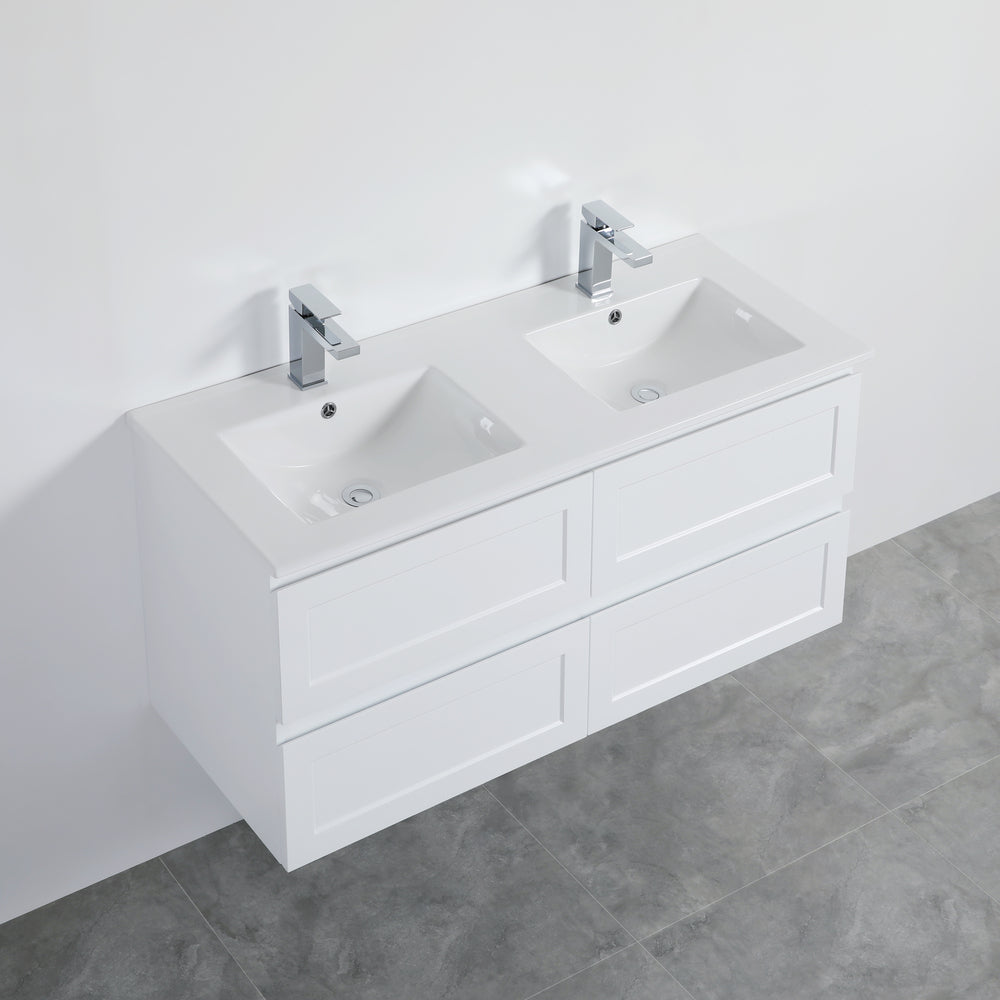 Fremantle PVC Wall Hung Cabinet Vanity 1200mm (Matte White) (Single/Double Bowl)
