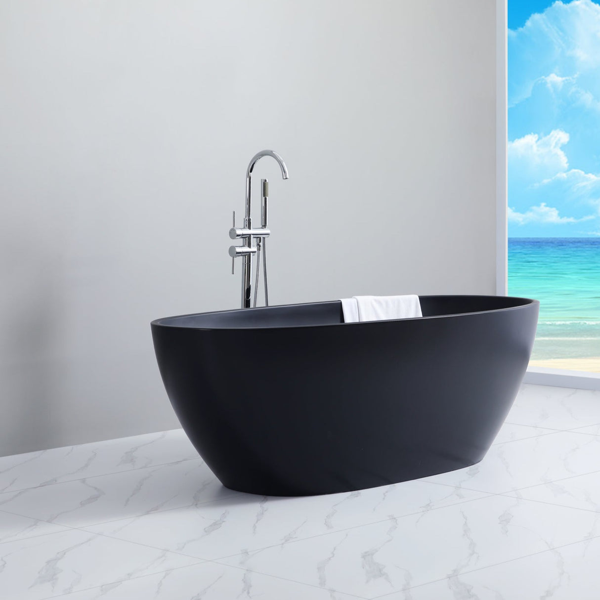 Stella Freestanding Bathtub with Non-Overflow (Matte Black) (1500/1700mm)