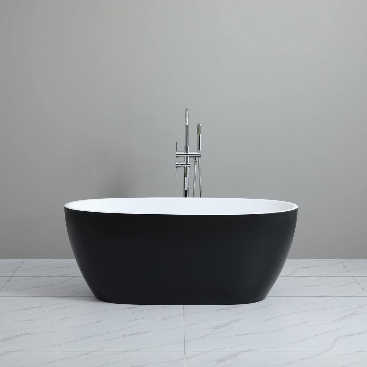 Stella Freestanding Bathtub with Non-Overflow (Matte Black & White) (1500/1700mm) - Clearance