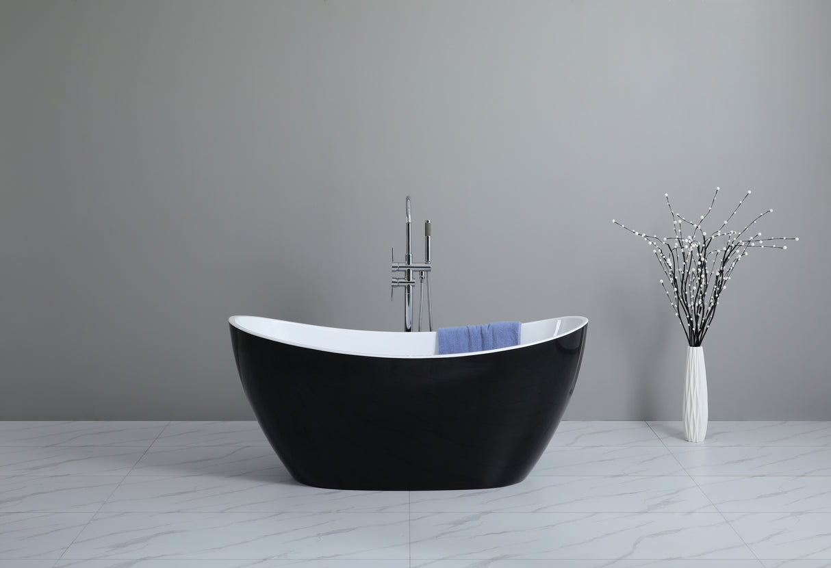 Evie Freestanding Bathtub with Non-Overflow (Matte Black & White) (1500/1700mm)