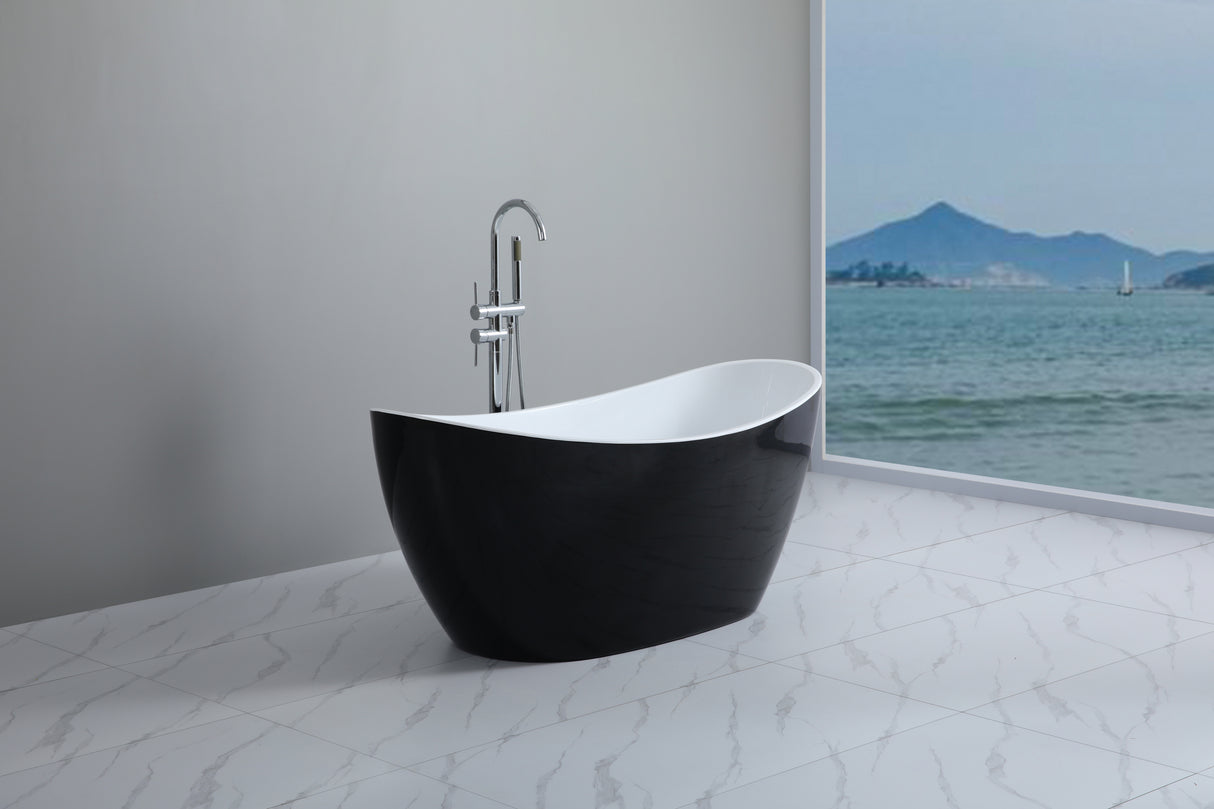 Evie Freestanding Bathtub with Non-Overflow (Matte Black & White) (1500/1700mm)