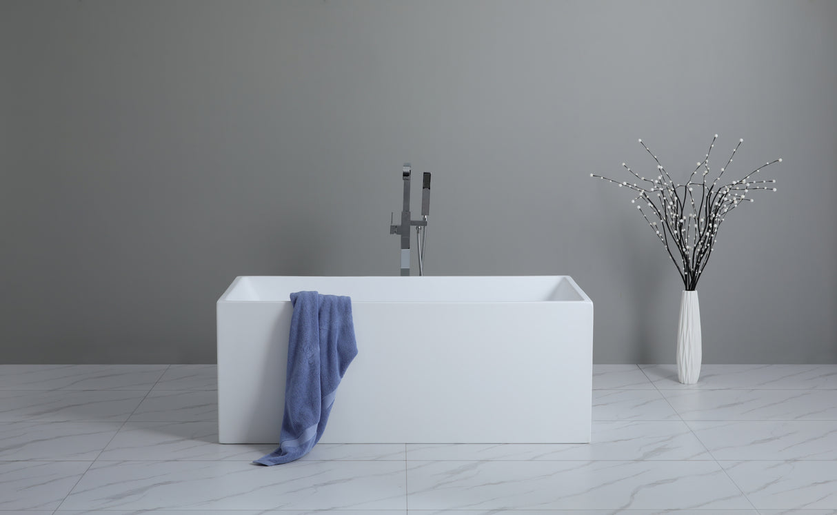 THEO Back to Wall Bathtub with Non-Overflow (Gloss White/Matte White) (All Sizes) - Clearance