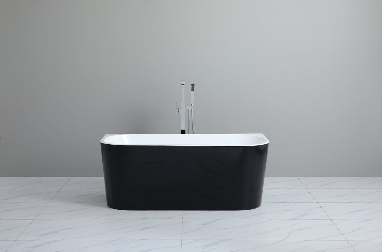 Elivia Free Standing/Back to wall Bathtub with Non-Overflow (Gloss/Matte Black & White) (1400/1500/1700mm) - Clearance