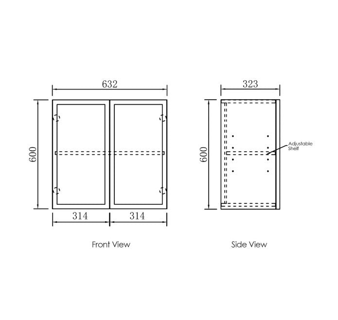 Hampshire Black Laundry Wall Cabinet (632x322x600)