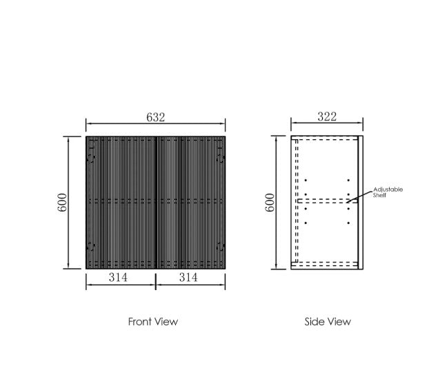 Marlo Black Laundry Wall Cabinet (632x322x600)