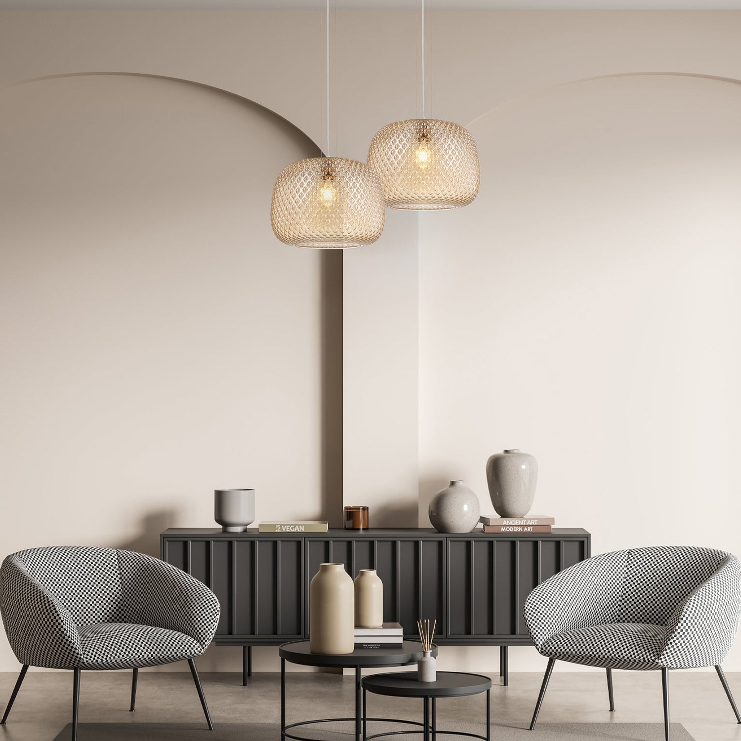 LABU: Interior Dome Glass with Segments Pendant Lights