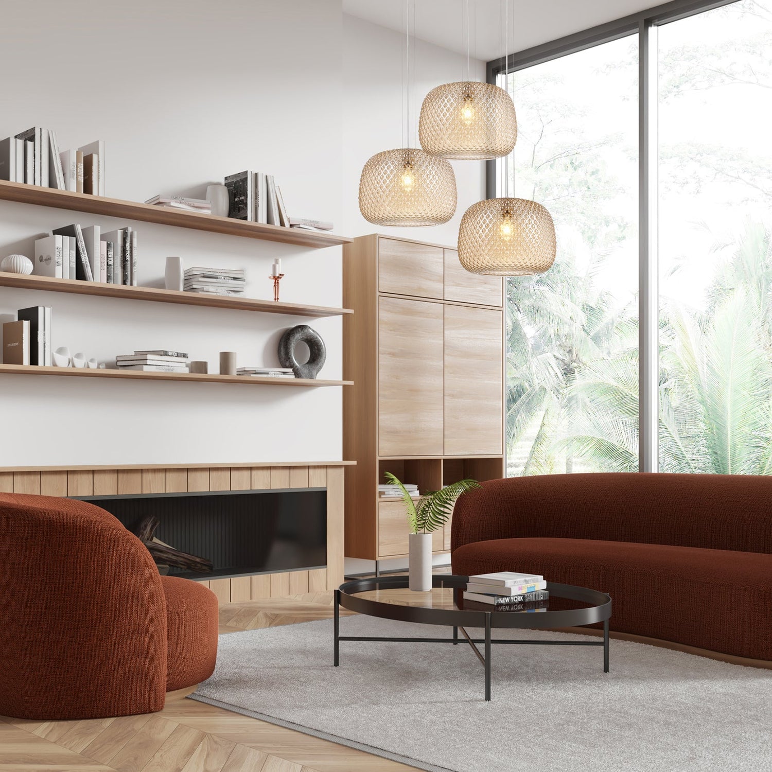 LABU: Interior Dome Glass with Segments Pendant Lights