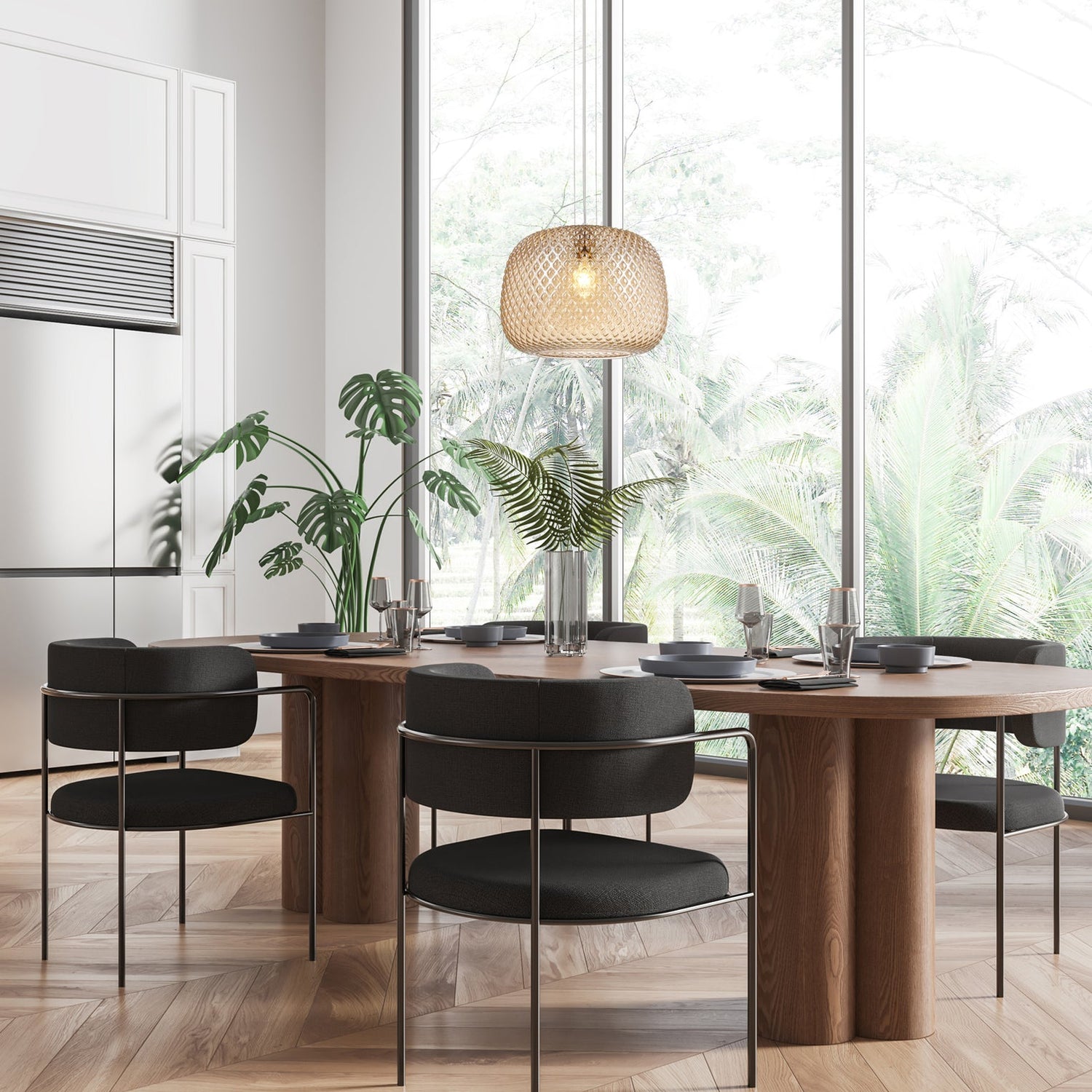 LABU: Interior Dome Glass with Segments Pendant Lights