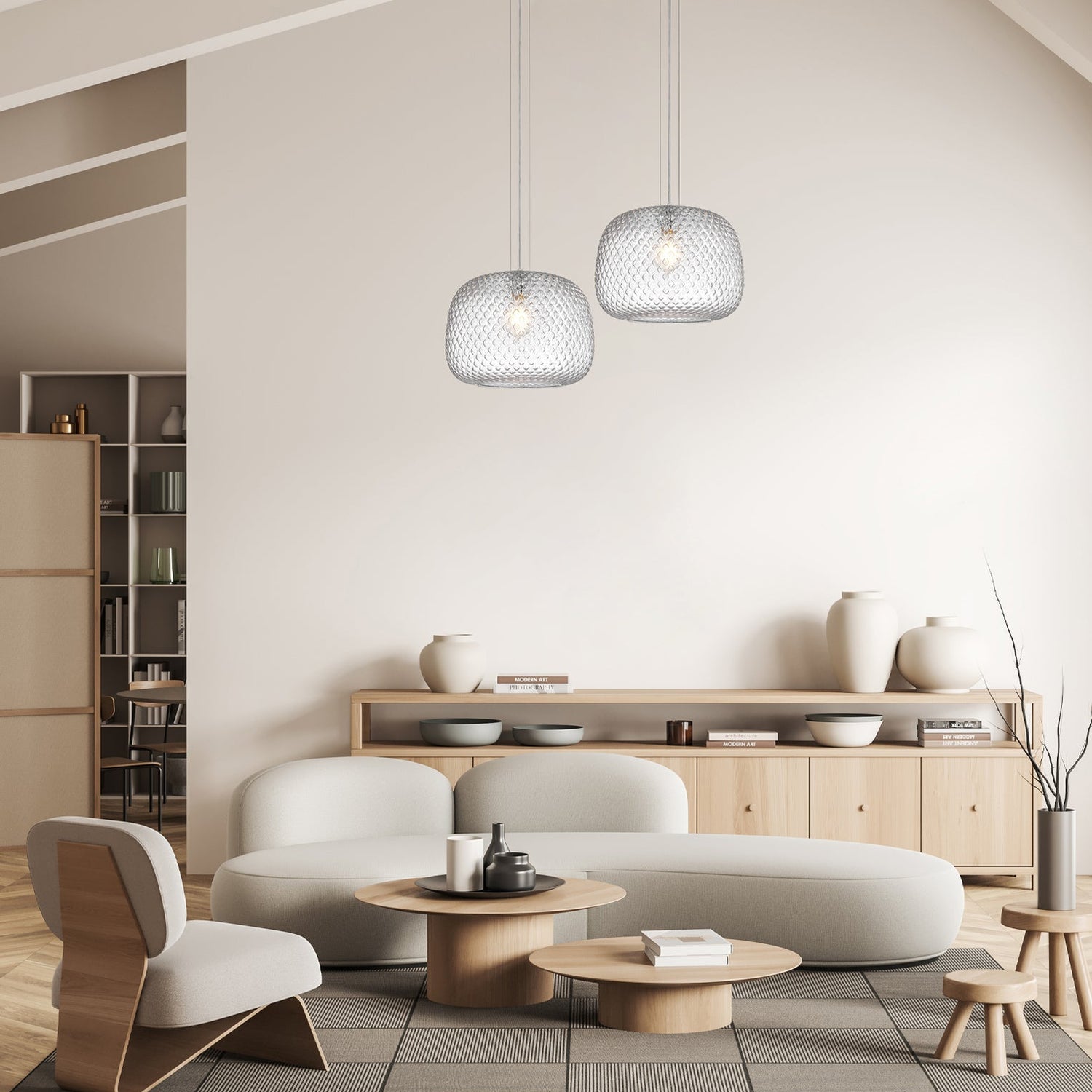 LABU: Interior Dome Glass with Segments Pendant Lights