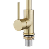 AQU Round Standard Kitchen Sink Mixer Tap - Light Brushed Brass