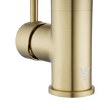 AQU Round Standard Kitchen Sink Mixer Tap - Light Brushed Brass