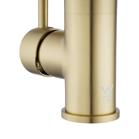AQU Round Standard Kitchen Sink Mixer Tap - Light Brushed Brass