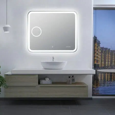 LDT LED Rectangle Frameless Mirror with Magnifier and Digital Clock 1500x800mm