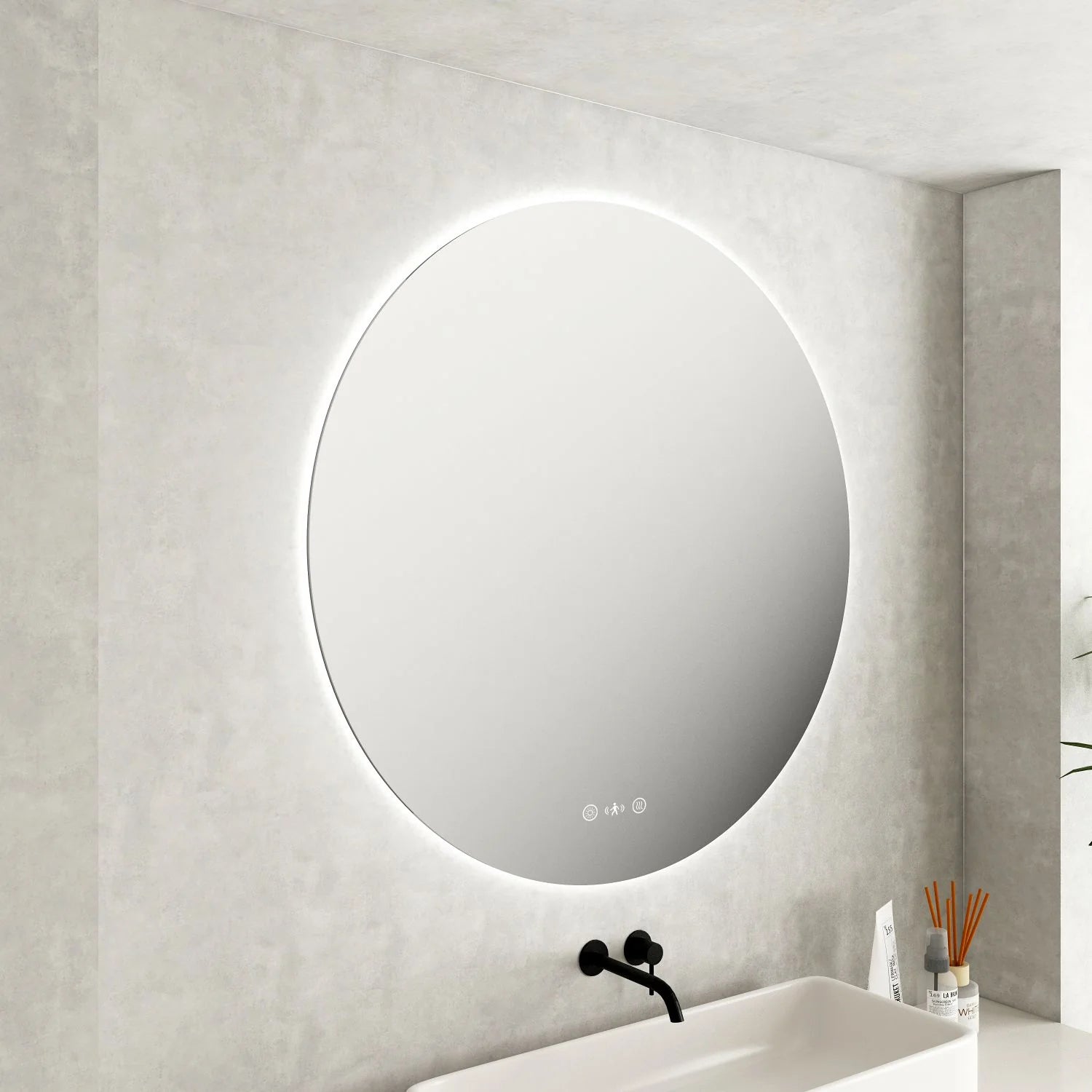 LUNA LED Round Frameless Mirror