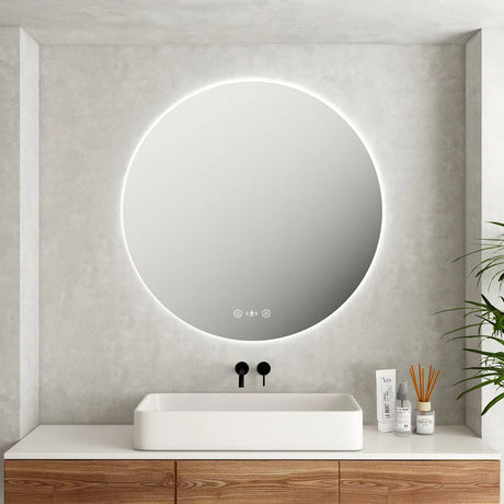LUNA LED Round Frameless Mirror