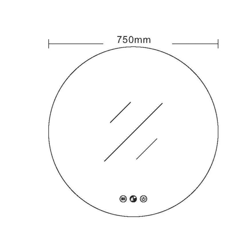 LUNA Back-Lit LED Round Frameless Mirror 600/750/900mm