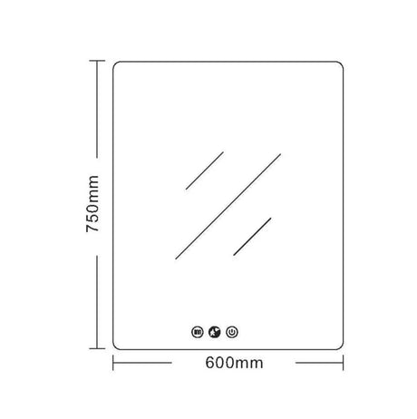 LUNA LED Rectangular Frameless Mirror 600x750mm