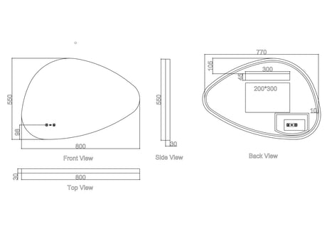 LUNA LED Irregular Frameless Mirror 550×800mm