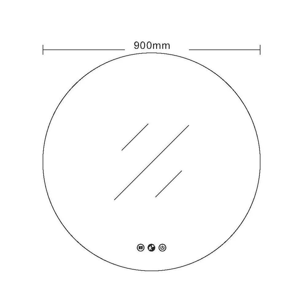 LUNA Back-Lit LED Round Frameless Mirror 600/750/900mm