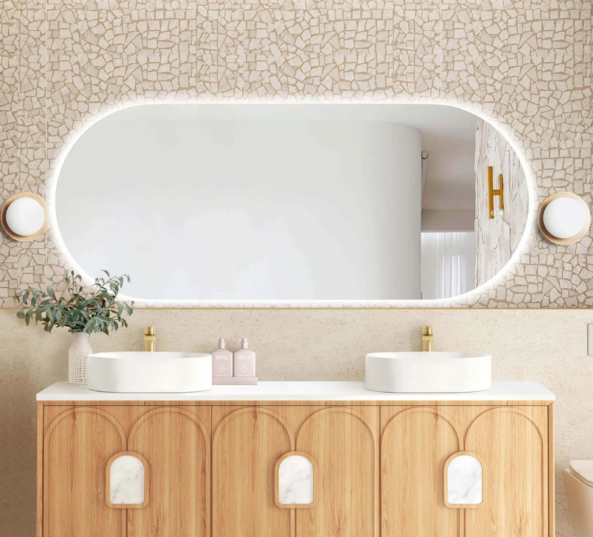 NOOSA Back-Lit LED Oval Frameless Mirror 1800x750mm
