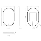 NOOSA Front-Lit LED Oval Metal Frame Mirror 1200x750mm Brushed Gold