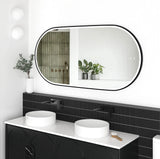 NOOSA Back-Lit LED Oval Metal Frame Mirror 1500x750mm Matte Black