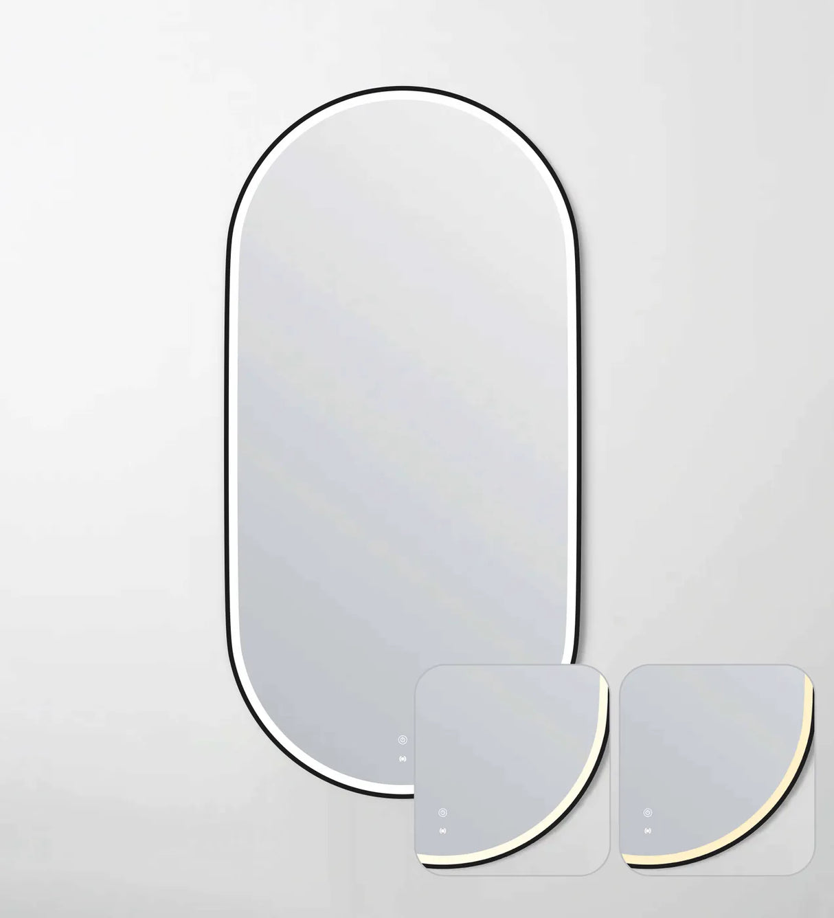 NOOSA Back-Lit LED Oval Metal Frame Mirror 1500x750mm Matte Black