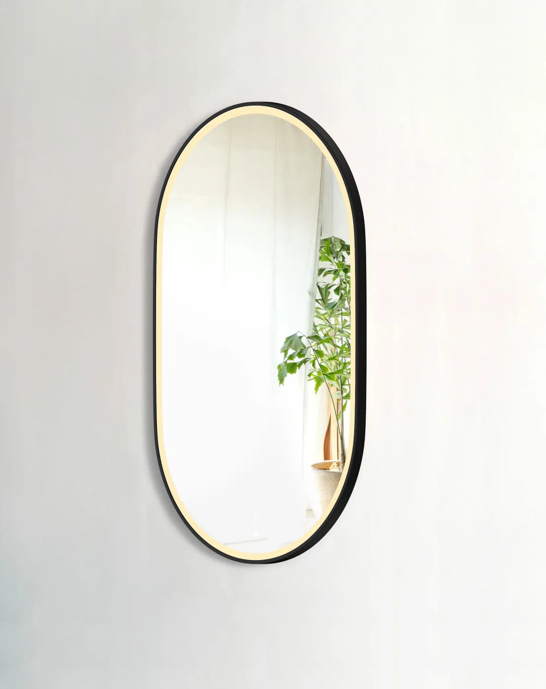 NOOSA LED Oval Metal Frame Mirror 900x600mm Matte Black