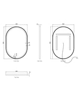 NOOSA LED Oval Metal Frame Mirror 900x600mm Matte Black