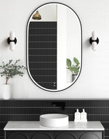 NOOSA LED Oval Metal Frame Mirror 900x600mm Matte Black