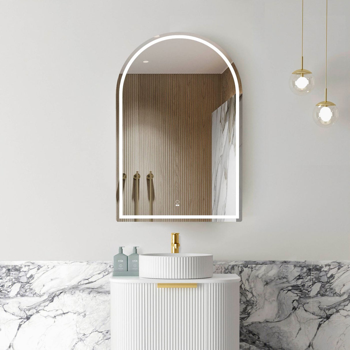 LED ARCHIE Natural Oak Shaving Cabinet 900mm (3 Colour Function)