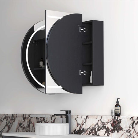 LED COOGEE Shaving Cabinet 1200mm Black Oak (3 Colour Function)