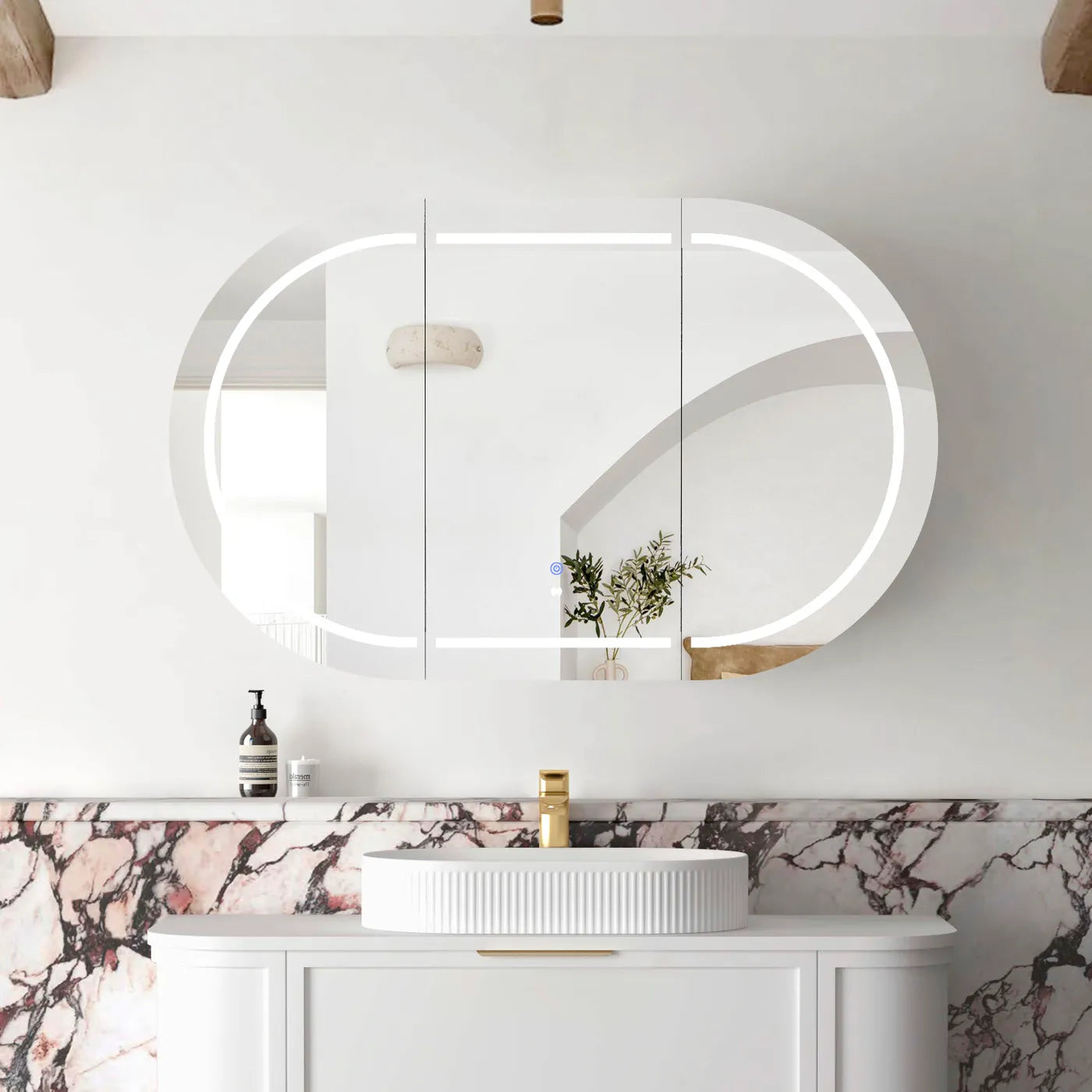 LED COOGEE Shaving Cabinet 1200mm Matte White (3 Colour Function)