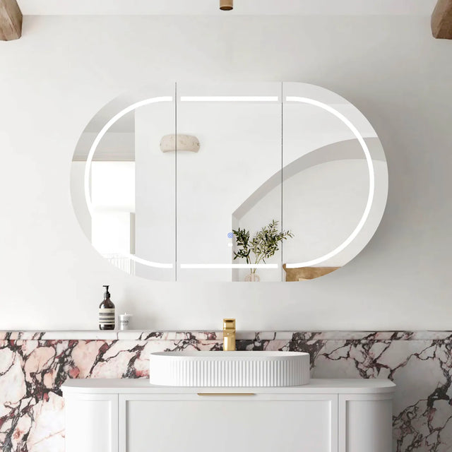 LED COOGEE Shaving Cabinet 1200mm Matte White (3 Colour Function)